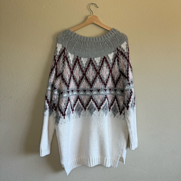 Merona sweater women XXL fair isle alpaca blend long sleeve oversized multicolor - Picture 2 of 9